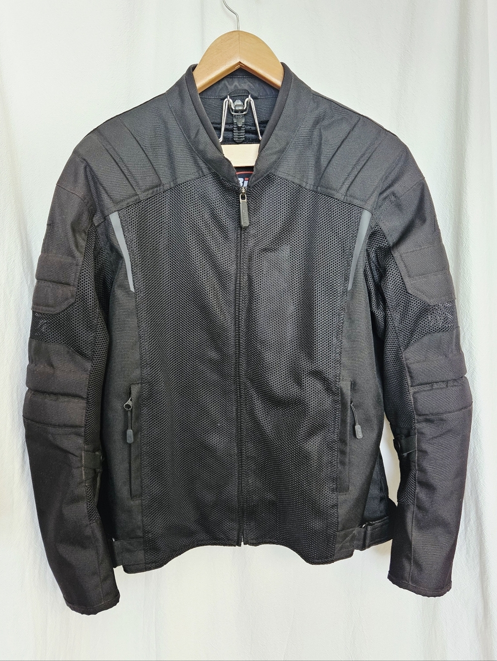 BILT Mens Large Blaze 2 Black Mesh Padded Motorcycle Jacket Zip W/ Pockets NICE!